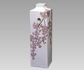 色絵垂れ桜目白図　飾花瓶
